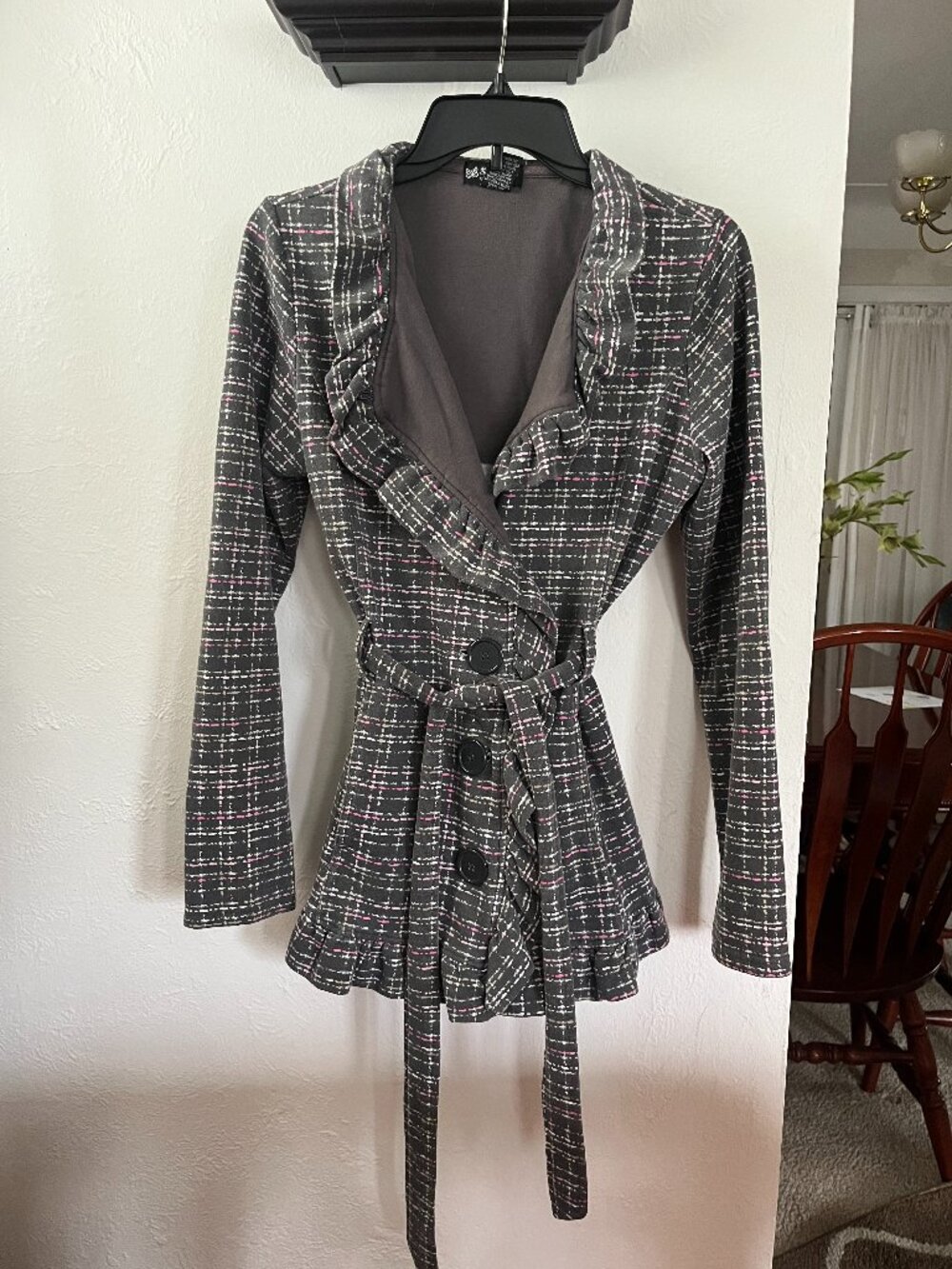 Women's Self Esteem Size Medium y2k Grey Pink Button Jacket